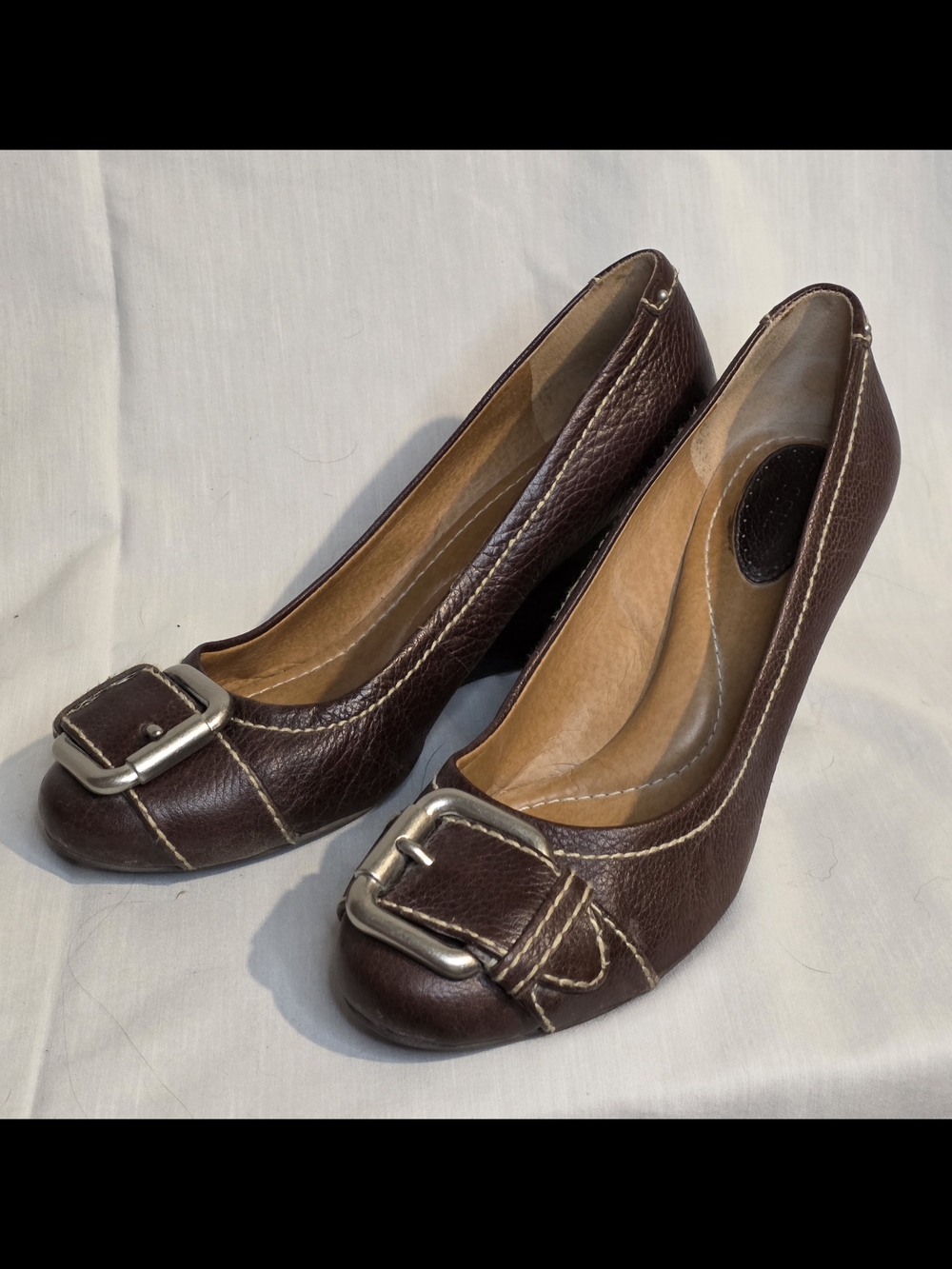 Fossil Leather Buckle Wedges
